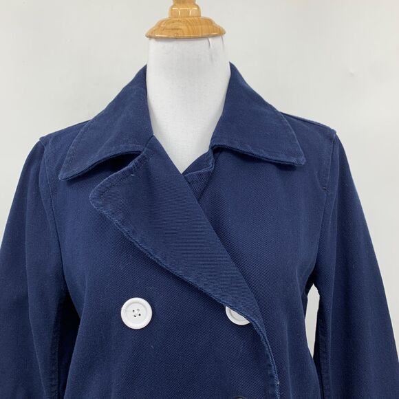 J Crew Peacoat Womens 4 Navy Double Breasted Heavyweight Cotton Twill Jacket - Picture 3 of 14